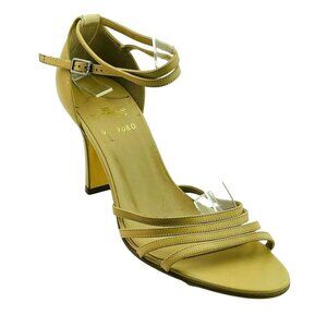 Tan Leather Strappy High Heel Sandals Size 6